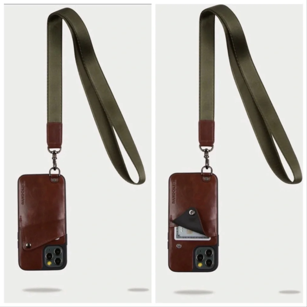 Bandolier Unisex Ryder Distressed Leather iPhone XS Max Wallet With Lanyard